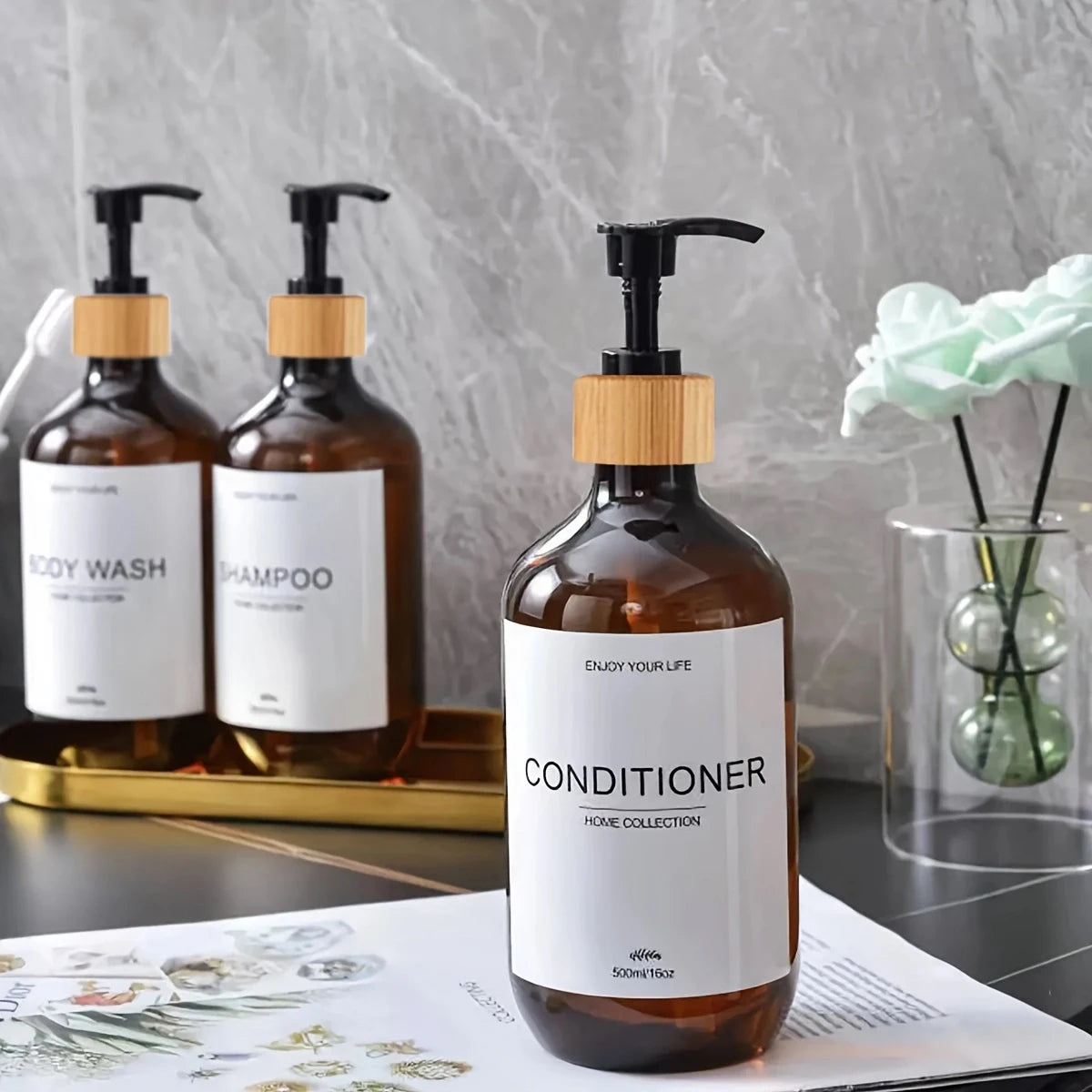 Bathroom Shampoo Dispenser Set