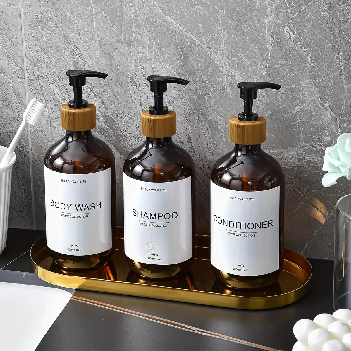 Bathroom Shampoo Dispenser Set