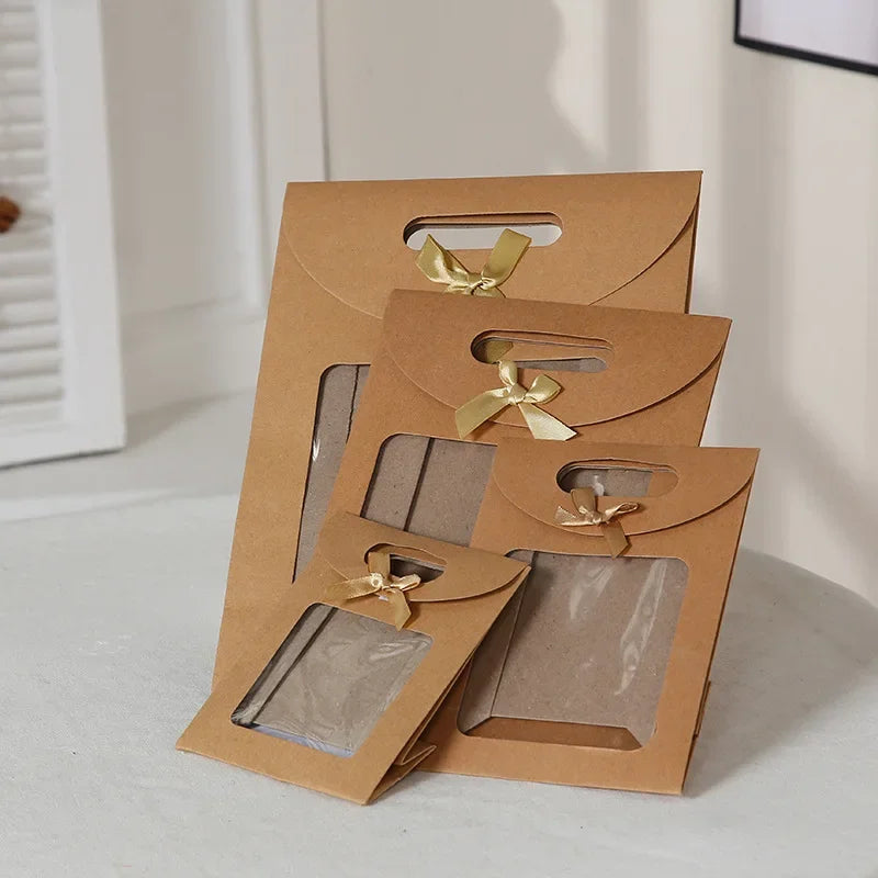 10pcs Transparent Window Kraft Paper Bags