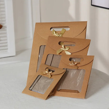 10pcs Transparent Window Kraft Paper Bags