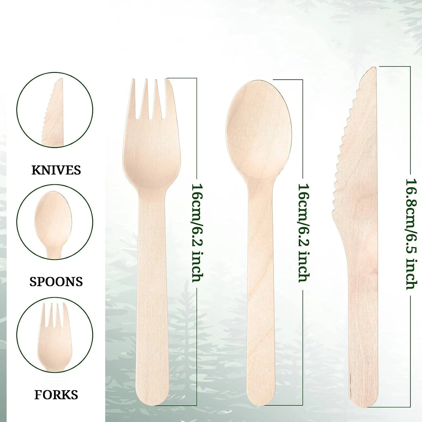 Birch Disposable Wooden Cutlery Set