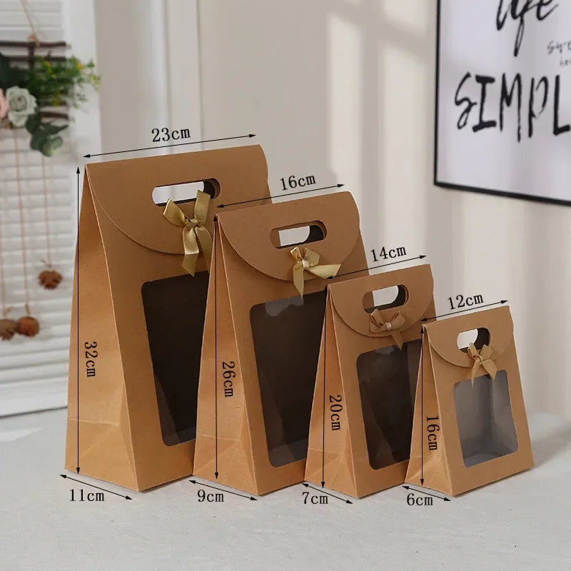 10pcs Transparent Window Kraft Paper Bags