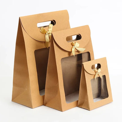 10pcs Transparent Window Kraft Paper Bags